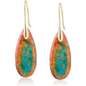 Emperor Stone Teardrop Earrings – Unique Natural Stone